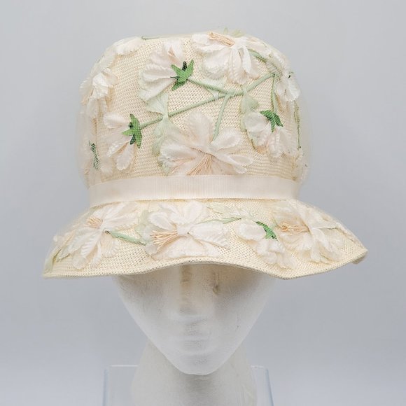 Christine Original Silk Flowers & Netting Vintage Hat - Picture 4 of 16